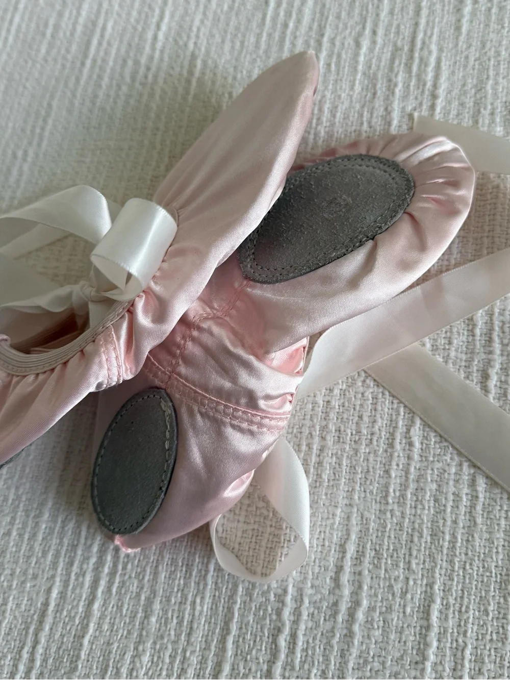 Kids Pink Satin Ballet Flats with Ribbon Tie